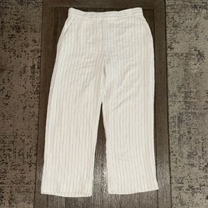 Abercrombie & Fitch Linen-Blend Tailored Straight Pant White Stripe
